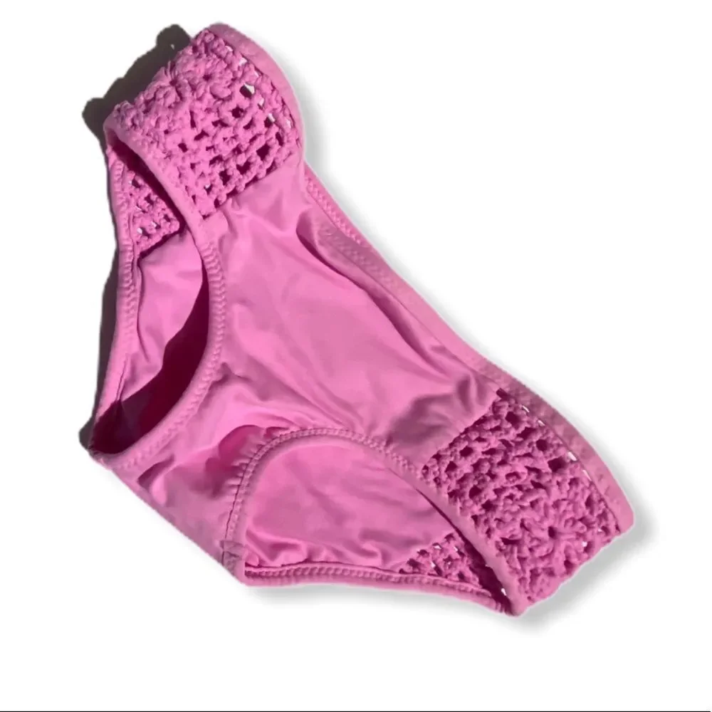 Frankie's Bikinis Crocheted Pink Bikini Bottom